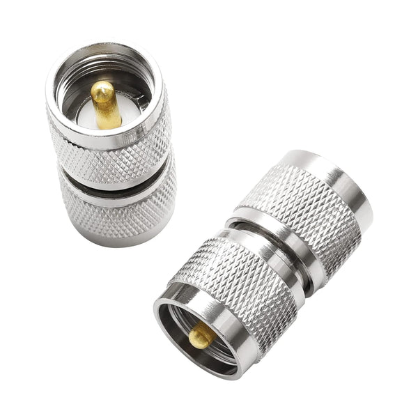 Anina UHF PL259 Male to Male Coax Connector, 2 Pcs Low Loss RF Adapter for CB Ham Radio