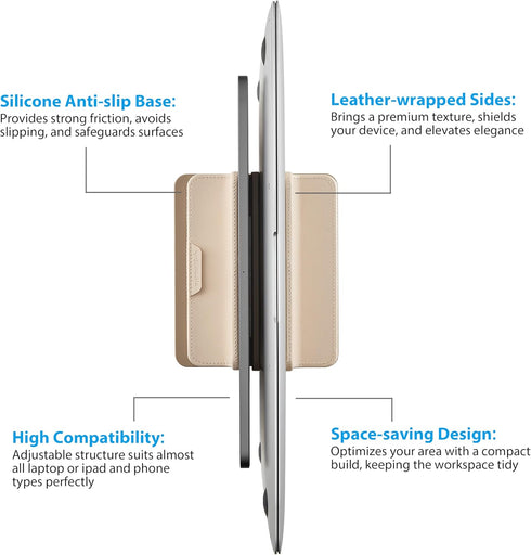 GINKOUHA 3 1 17.3''), Dual Vertical Laptop Stand, in Upright Desktop Stand Holder with Adjustable Dock (Up to Leather