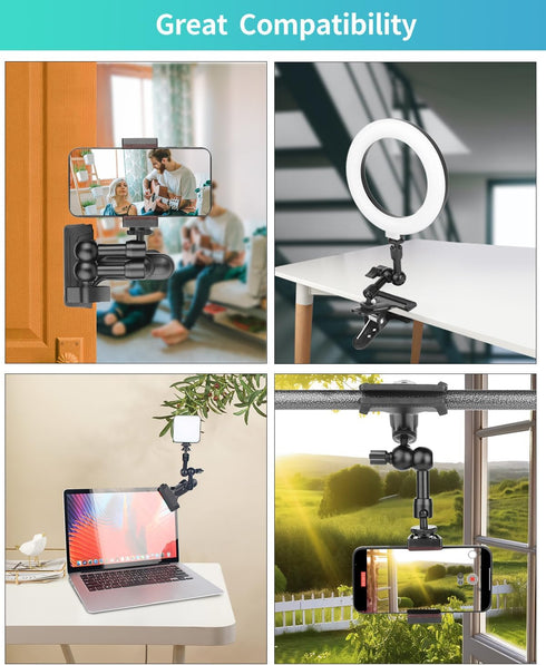 Super Clamp Camera Clamp Mount, 5.5 Inches Magic Arm with 1/4" Thread, Articulating Arm with Clamp, Tripod Camera Mount