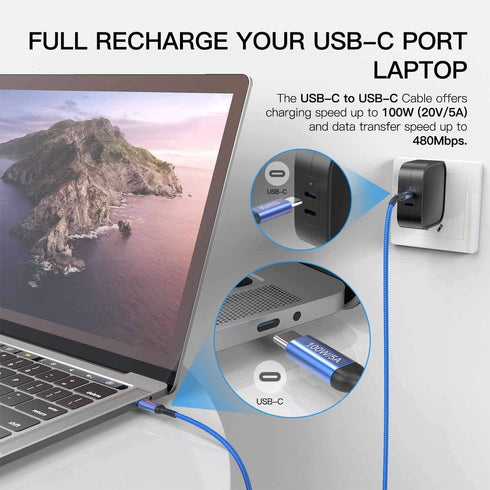 15ft USB Type C to C 100W Cable 2-Pack, Fast Charging for iPhone 15, MacBook Pro, iPad Pro, Samsung Galaxy S23.