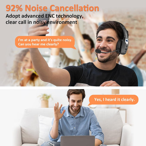 LEVN Bluetooth Headset with Microphone, AI Noise Cancelling, Wireless On-Ear Headphones for Remote Work