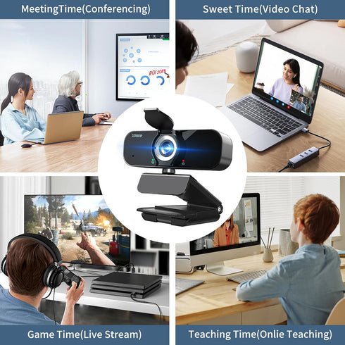 Lusinx 1080P Webcam for Computer/Laptop/Desktop/PC, External Camera with Microphone, USB Plug&Play, Auto Low Light