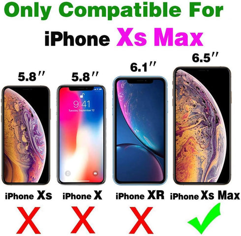 Asuwish Phone Case for iPhone Xs Max Wallet Cover with Tempered Glass Screen Protector and Flower Leather Flip Credit Card Holder TPU Cell i X XR Xsmax 10x SX Xmax 10xs 10s 10 Plus Xmaxs Women Men Red