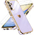 LeYi Purple Soft TPU Case for Samsung Galaxy A15 5G: Shockproof, Love Heart Plating, with 2 Tempered Glass Protectors.