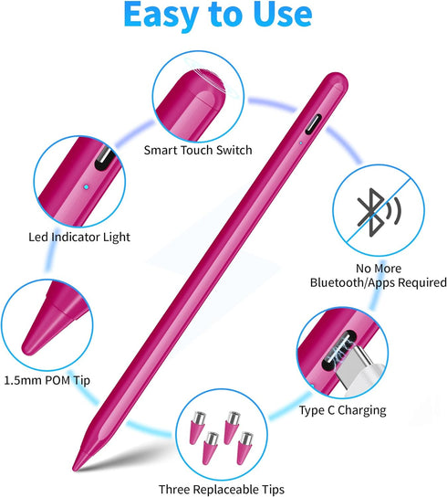 DRYMOKINI Stylus Pen, Active Touch Screens Compatible for Android/iOS Tablets/Phones, Rechargeable Universal Pencil,