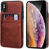 KIHUWEY Wallet Case for iPhone X/Xs - Premium Leather with Credit Card Holder, Heavy Duty Protective Cover (Brown)