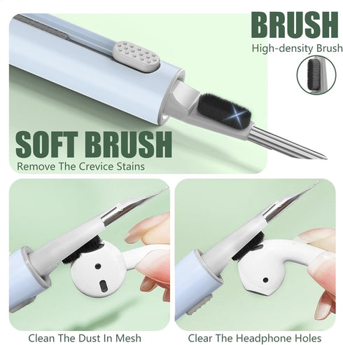 Cleaner Kit for AirPods Pro 1 2 3, Pen Shape Cleaning Kit with Soft Brush and Sponge Tool for Earbuds and Devices (Blue)