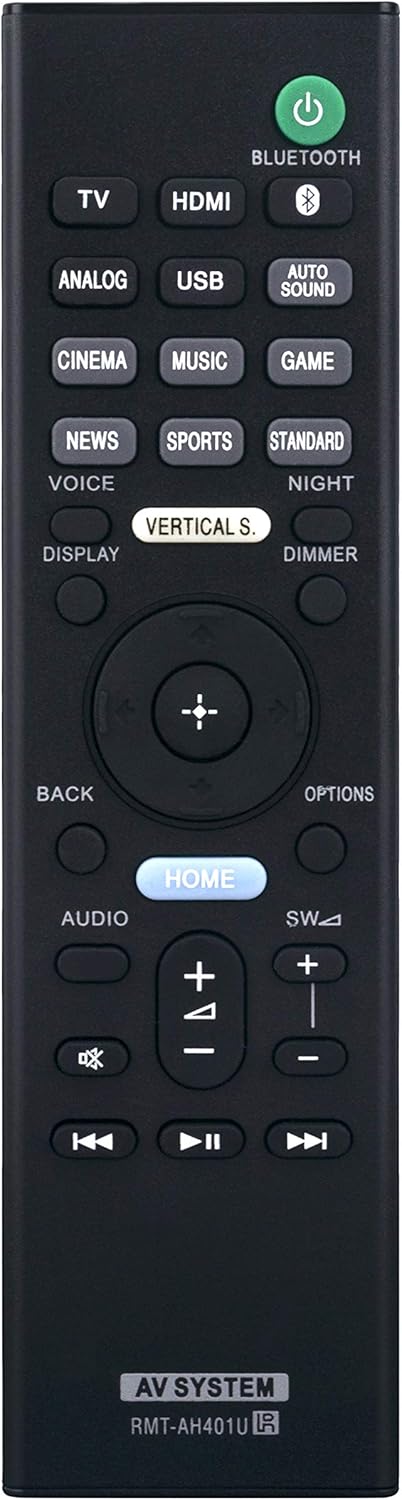 RMT-AH401U Remote Control Replacement for Sony Sound Bar HT-X9000F, SA-X9000F, SA-WX9000F