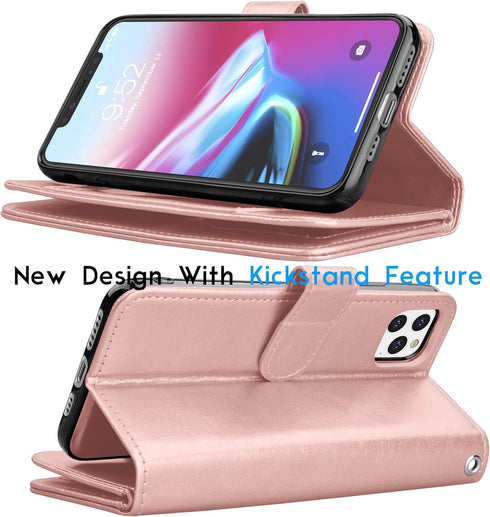 Tekcoo Wallet Case for iPhone 11 (6.1 inch) 2019, Luxury ID Cash Credit Card Slots Holder, Rose Gold