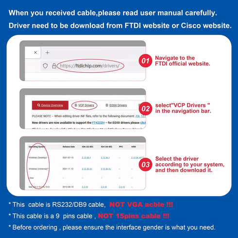 RS232 DB9 2-Pack USB to Serial Male Cable
