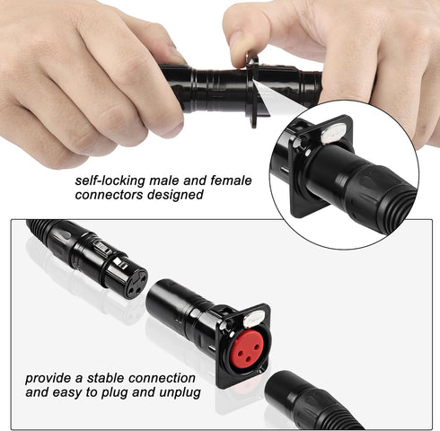 MEIRIYFA XLR 3 Pin Female to Male Pass Through Panel Mount Jack, Mic XLR 3PIN D Series Type Adapter for Microphone