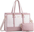 LOVEVOOK 15.6 Inch Laptop Bag for Women, Canvas Tote with Clutch Purse, Large Capacity Work Bag