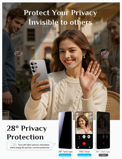 S26 6.9inch, 28Anti 2 PACK MAGIC JOHN for Samsung Galaxy Ultra Privacy Screen Protector Spy, Fast Easy Installation