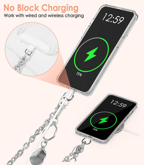 1, 1, 2, MoKo Phone Chain Crossbody, Metal Cell Phone Lanyard, Universal Phone Lanyard Strap for iPhone, Samsung, Most