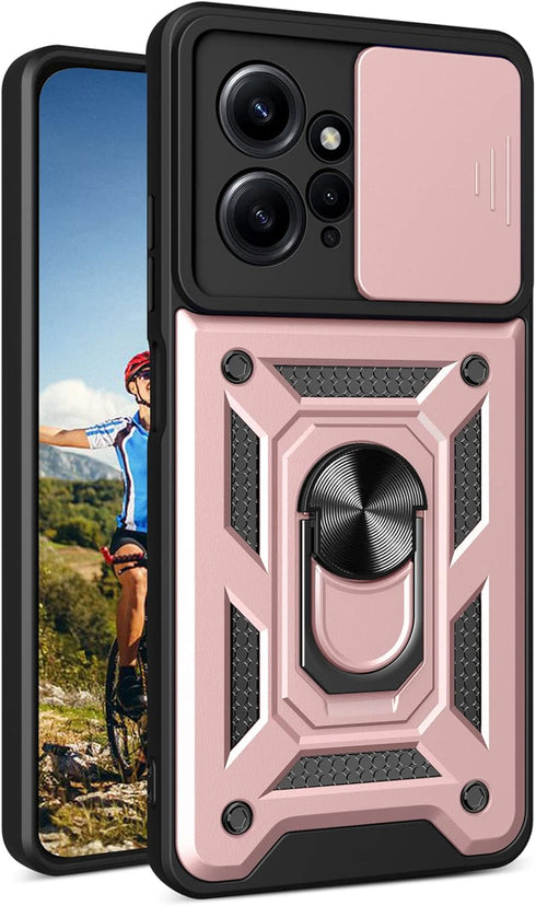 CCSmall Case for Xiaomi Redmi Note 12 4G with Slide Camera Cover, Military Grade Drop Protective Phone Cover