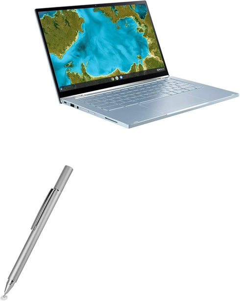 BoxWave FineTouch Stylus Pen Compatible with ASUS Chromebook Flip C433, Super Precise Stylus - Metallic Silver