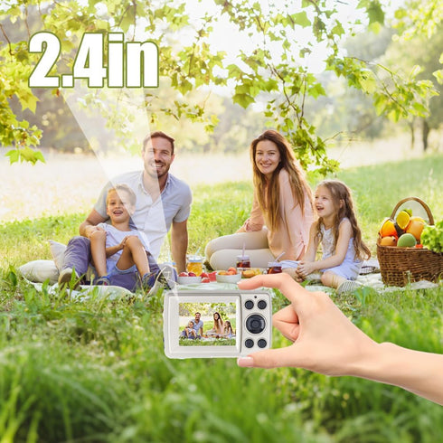 Tiiyee 5MP 16X 720P 2.4 inch Digital Pocket Camera, HD Zoom Digital Point and Shoot Camera Compact Small Screen