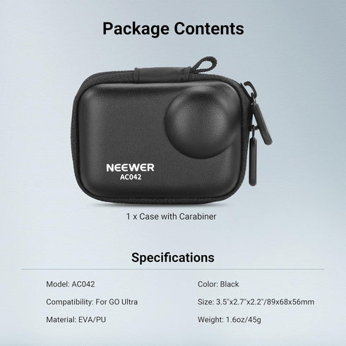Insta360 AC042 NEEWER Storage Case Compatible with GO Ultra, Protective Portable Travel PU Hard Shell Carrying Bag
