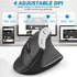 Wireless Vertical Ergonomic Mouse, Multi-Device Bluetooth + 2.4G Connection, 4 Adjustable DPI for PC, Laptop, Black