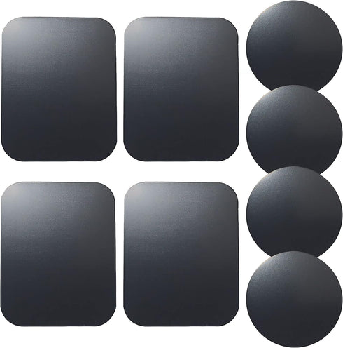 Replacement Metal Plates Set (8 Pack) for Magnetic Car Phone Holders, Wall Mounts, Cases, with 3M Adhesive Backing