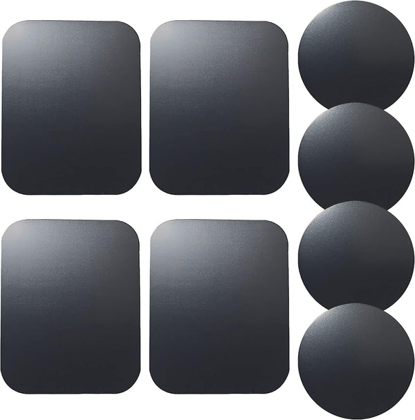 Replacement Metal Plates Set (8 Pack) for Magnetic Car Phone Holders, Wall Mounts, Cases, with 3M Adhesive Backing