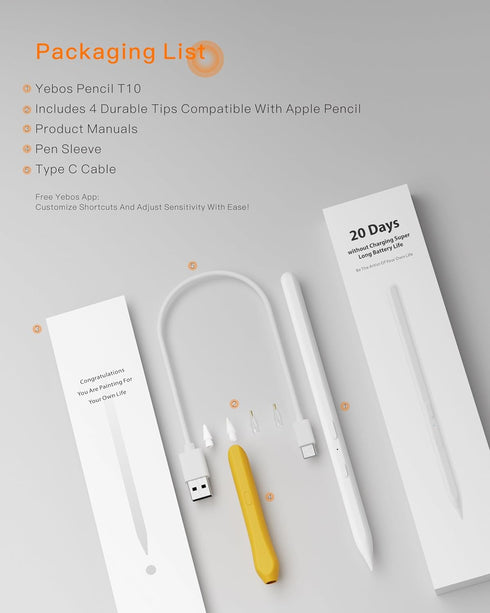 Stylus Pen for iPad, 5X Battery Life iPad Pencil, 35 Hours Lasting Time, Tilt & Palm Rejection for iPad Models