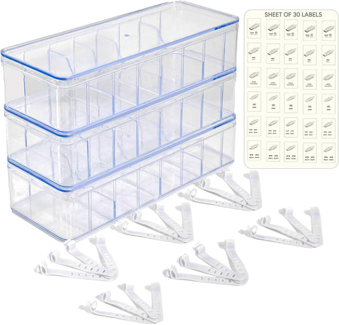 Set of 3 Cable Organizer Box with Labels, Stackable Cord Organizer Box with Lids for Desk, Charger Box Organizer