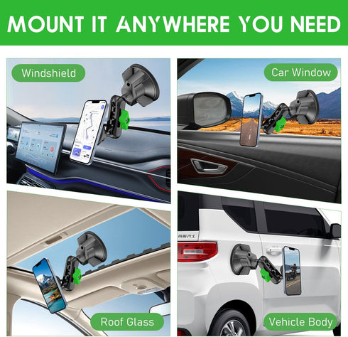 psycat 360 Chubby Grip Magnetic Dash Mount Suction Cup Phone Mount for iPhone Samsung All Smartphone Rotation Magnetic