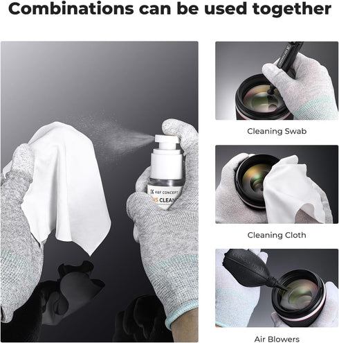 K&F Concept Spray and Microfiber Lens Cleaner Care Kit, Non-Flammable Camera Lens Cleaner for Coated Lenses,