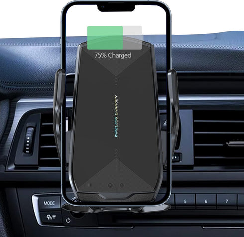 Wireless Car Charger, Qi 15W Fast Charging Automatic Clamping Phone Holder for iPhone 13/12 Pro Max/Samsung Galaxy