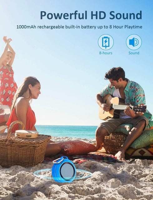 Kunodi Outdoor Waterproof Bluetooth Speaker, Wireless Portable Mini Shower Speaker with Subwoofer for Sports, Pool,