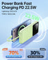RONEGN -20000mAh 22.5W Pack 5 3 Portable Charger with Built in Cable Fast Charging Power Bank USB C Slim LED Display