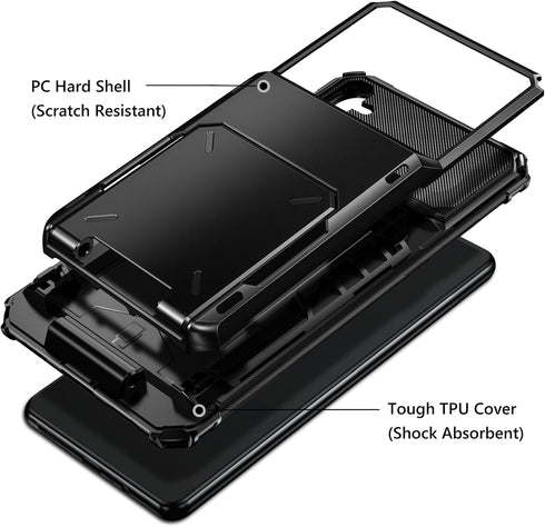 Vofolen Wallet Case for Samsung Galaxy S24+ with Card Holder, 4-Card Heavy Duty Shockproof Cover, Black