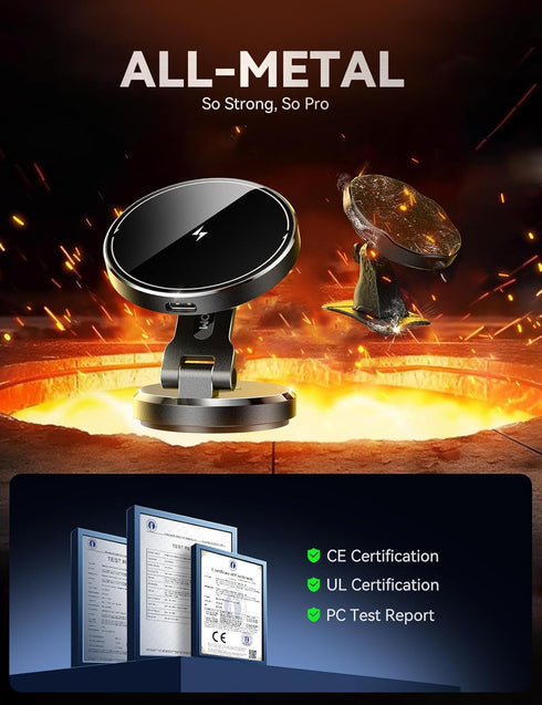 JOYROOM 15W 17/16/15/14/13/12 for MagSafe Car Mount Charger with Rotatable Charging Panel, Fast Charging Metal Magnetic