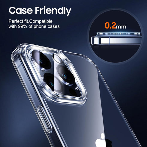 UniqueMe 3 Pack Camera Lens Protector for iPhone 15 Pro/Pro Max, 9H Tempered Glass, Drop Protection, Case Friendly,