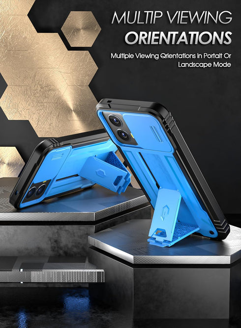 Poetic Revolution Case for Motorola Moto G 5G 2024, Light Blue, Full-Body Rugged Shockproof Cover with Kickstand &