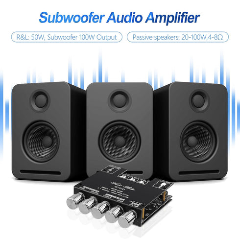 5.0 ZK-MT21 2.1 50W 2 +100W (20-100W, 4-8), 12-24V, Bluetooth Audio Amplifier Board, Channel X Mini Subwoofer Power Amp