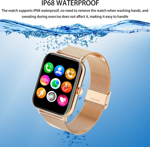 Smart Watch for Women Men - 1.85" Fitness Tracker with Heart Rate, Sleep Monitor, AI Voice Control, IP68 Waterproof for