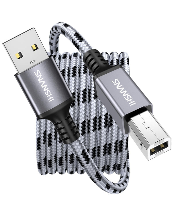 SNANSHI USB Printer Cable 6ft, Nylon Braided High Speed USB 2.0 Type