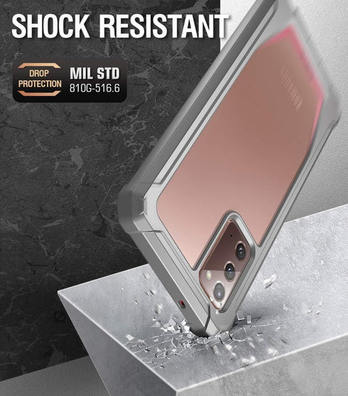 Poetic Guardian Series Case for Samsung Galaxy Note 20, Full-Body Hybrid Shockproof Bumper Cover, Pink/Clear
