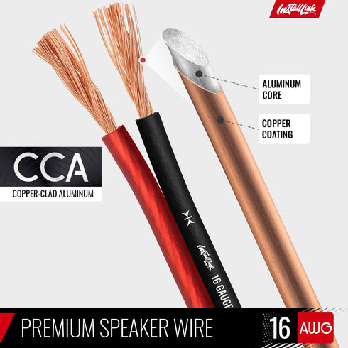 Install Link 16 AWG Gauge Speaker Wire Cable, 250 Feet for Car or Home Theater
