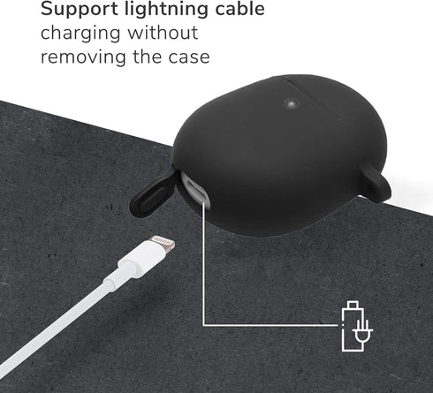 Google Pixel Buds Pro Case Cover 2022 with Cleaner Kit, Soft Silicone Shockproof Protective Case with Carabiner (Black)