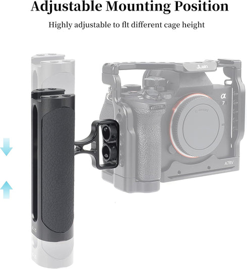 Hersmay 1/4"-20 Mini Side Handle Camera Hand Grip with Screws Stabilizer with ARRI-Style Mount Screw & Cold Shoe Mount