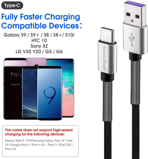 3ft USB Type C Cable 3 Pack for Samsung Galaxy S9/S10/S8 Plus, iPhone 15/15 Pro Max, 3A Fast Charging, TPE.