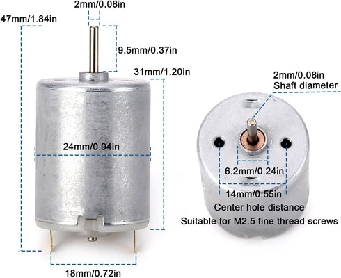 3V-12V 280 42 24 mm (Pack 5) Dc Motor Micro Motor x for RC Boat Model Toys Diy
