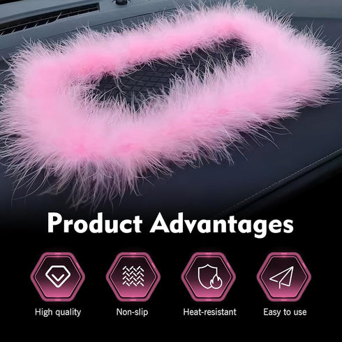 Foelony 5.71" 11.6" Car Dashboard Anti-Slip Pad, Pink Feather Car Magic Dashboard Decor Mat, x Multifunctional Sticky