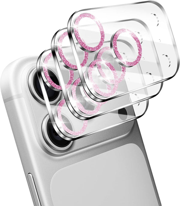 NECARSIN 3 Pack for iPhone 17 Pro Max Camera Lens Protector,Bling Tempered Glass