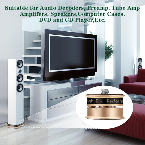Monosaudio Audio Isolation Feet - Turntable & Speaker Isolation Feet with Stainless Steel Balls, Non-Slip Design (4