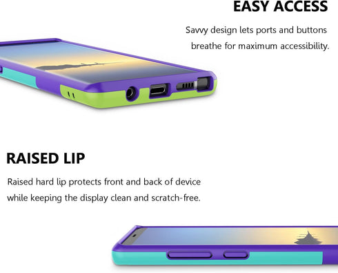 Jeylly Galaxy Note 8 Case - Slim Hybrid Impact Rugged Soft TPU & Hard PC Bumper, Shockproof Cover (Purple)