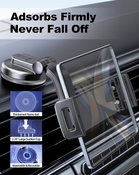 Car Dash Phone Mount with 180° Adjustable Arm for Z Fold 6 5 4 3 2, 360° Rotatable for iPhone 15